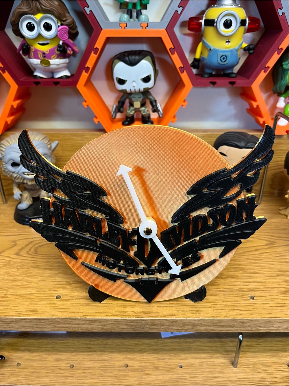 Harley-Davidson Orange and Black Winged Logo Desk Clock